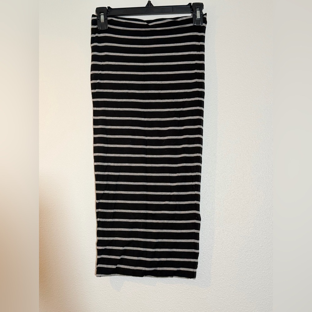 Philosophy Black and Gray Striped Pencil Skirt